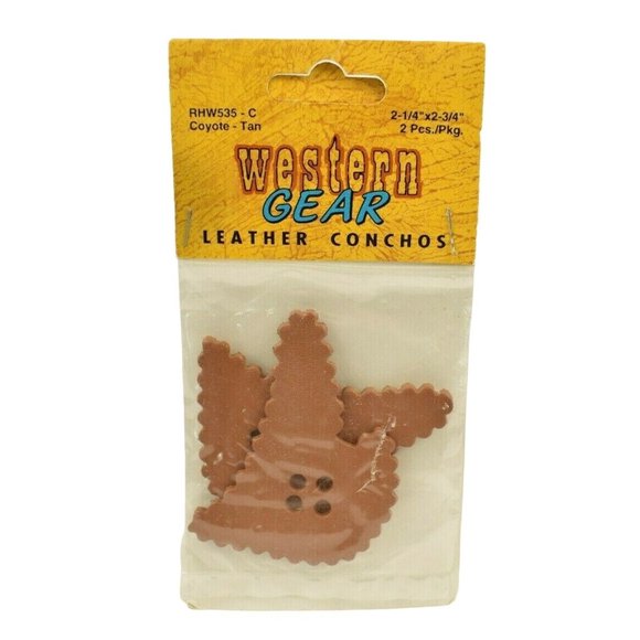 Wangs Western Gear Leather Conchos 2 piece Tan Coyote (New) - Picture 1 of 2